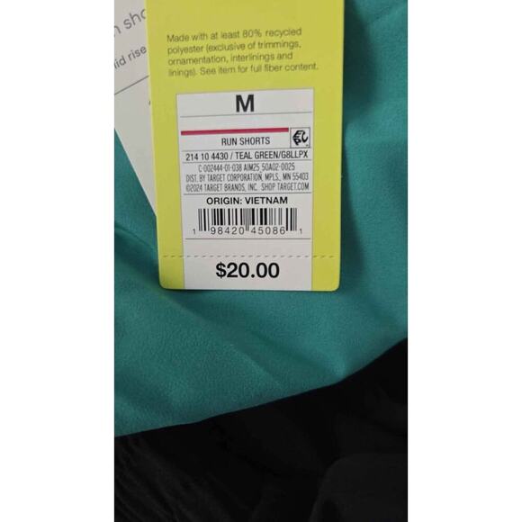 Women's Woven Mid-Rise Run Shorts 3" Teal Green- All In Motion Medium NWT - Picture 3 of 3